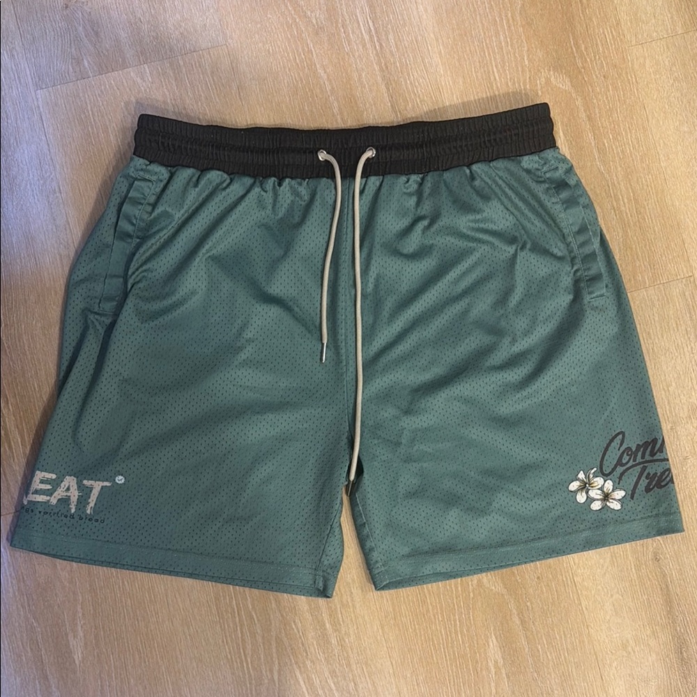 Teal Athletic basketball Drawstring Shorts